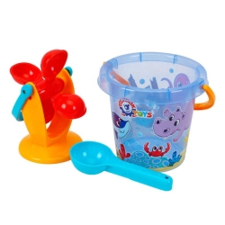 Набір для гри з піском 0105 (12) "Technok Toys", відерце, млин, ложечка, в сітці