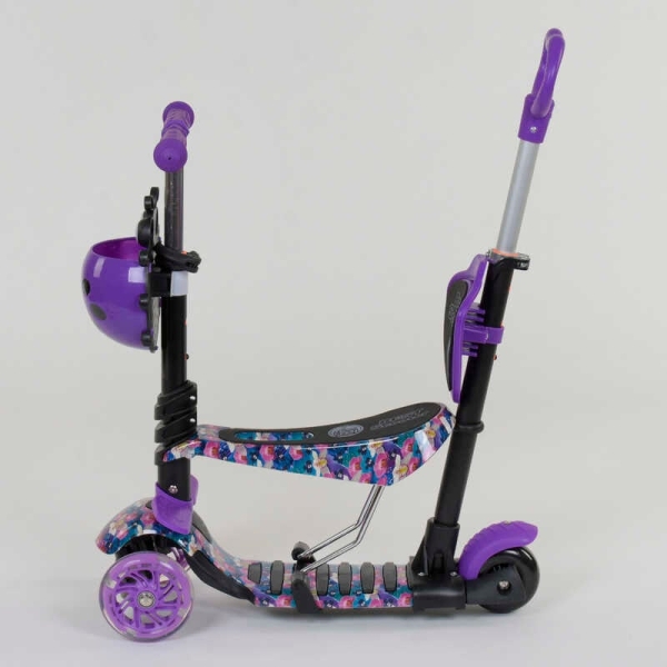 Самокат 5в1 19870 Best Scooter, АБСТРАКЦІЯ, PU колеса, ПІДСВІЧУВАННЯ КОЛІС, в коробці