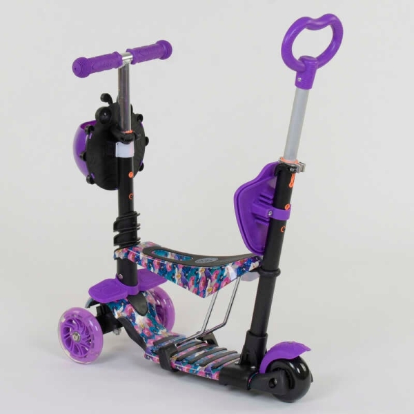 Самокат 5в1 19870 Best Scooter, АБСТРАКЦІЯ, PU колеса, ПІДСВІЧУВАННЯ КОЛІС, в коробці