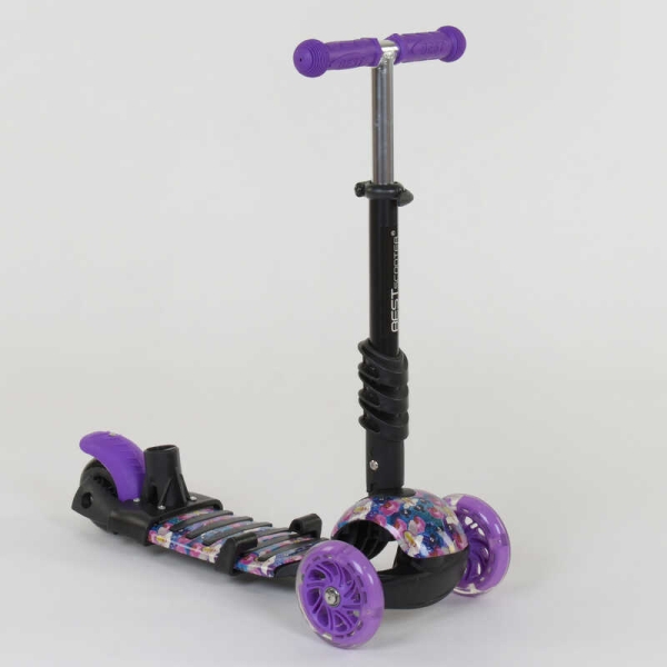 Самокат 5в1 19870 Best Scooter, АБСТРАКЦІЯ, PU колеса, ПІДСВІЧУВАННЯ КОЛІС, в коробці